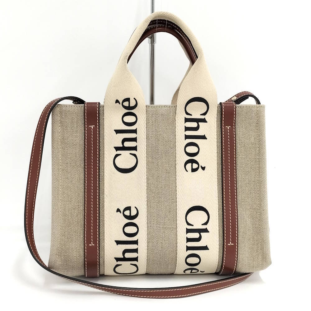 Chloe Tote Woody Bag Canvas Black